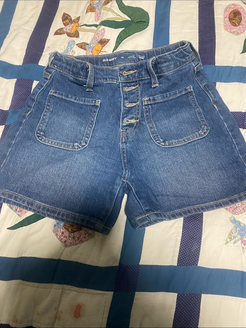 Old Navy Blue Denim High-Rise Button-Front Shorts